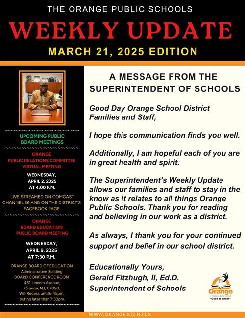 Superintendents Weekly Update for the Week of 3.21.25